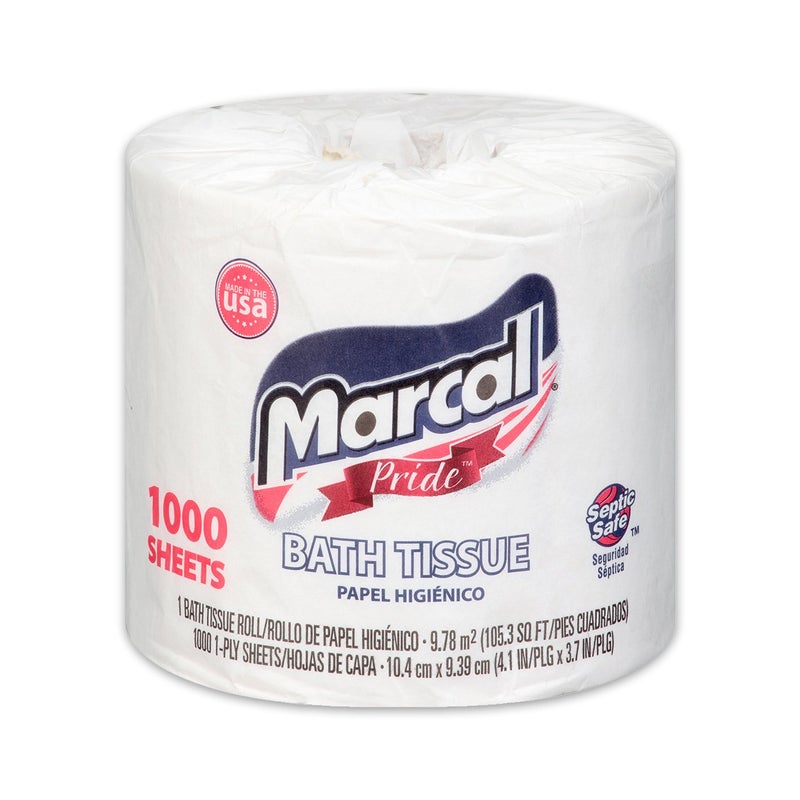 Marcal Pride Toilet Paper, White, 1000 Sheets Per Roll, 20 Rolls Per Case - Sustainable and Chlorine Free Bath Tissue 03408 - Image 3